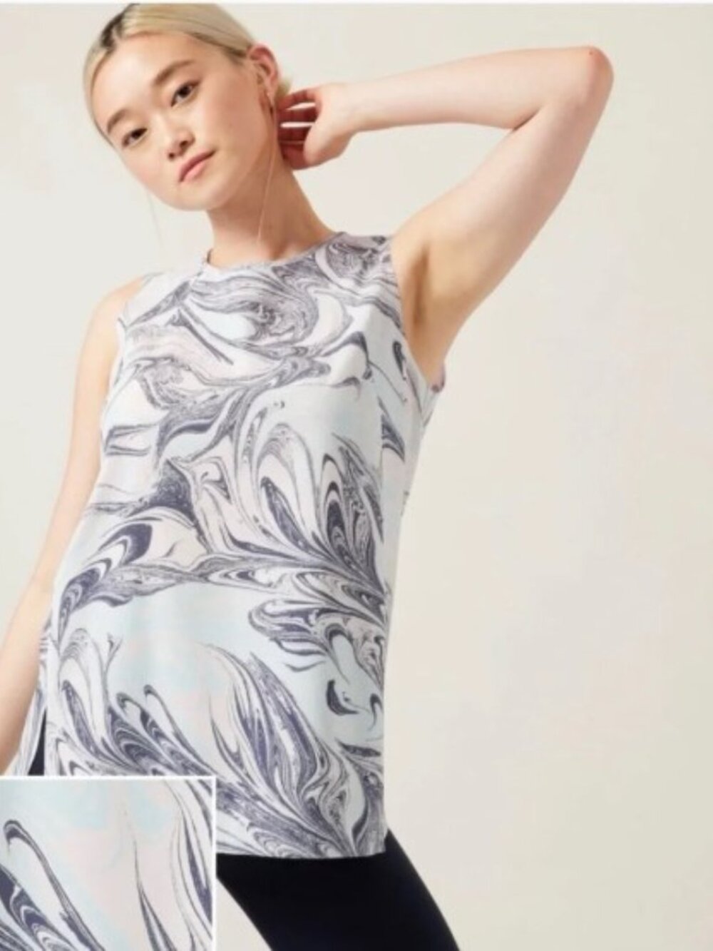 Athleta‎ Zephyr Refined Tank Sumi Marble Light Blue XS